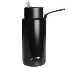 Ty Webb Stainless Steel Water Bottle with Straw - Black