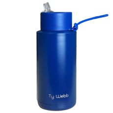 Ty Webb Stainless Steel Water Bottle with Straw - Blue